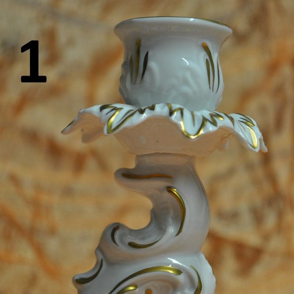 ornate porcelain candle holders west germany kunst (1) - Picture 3 of 5